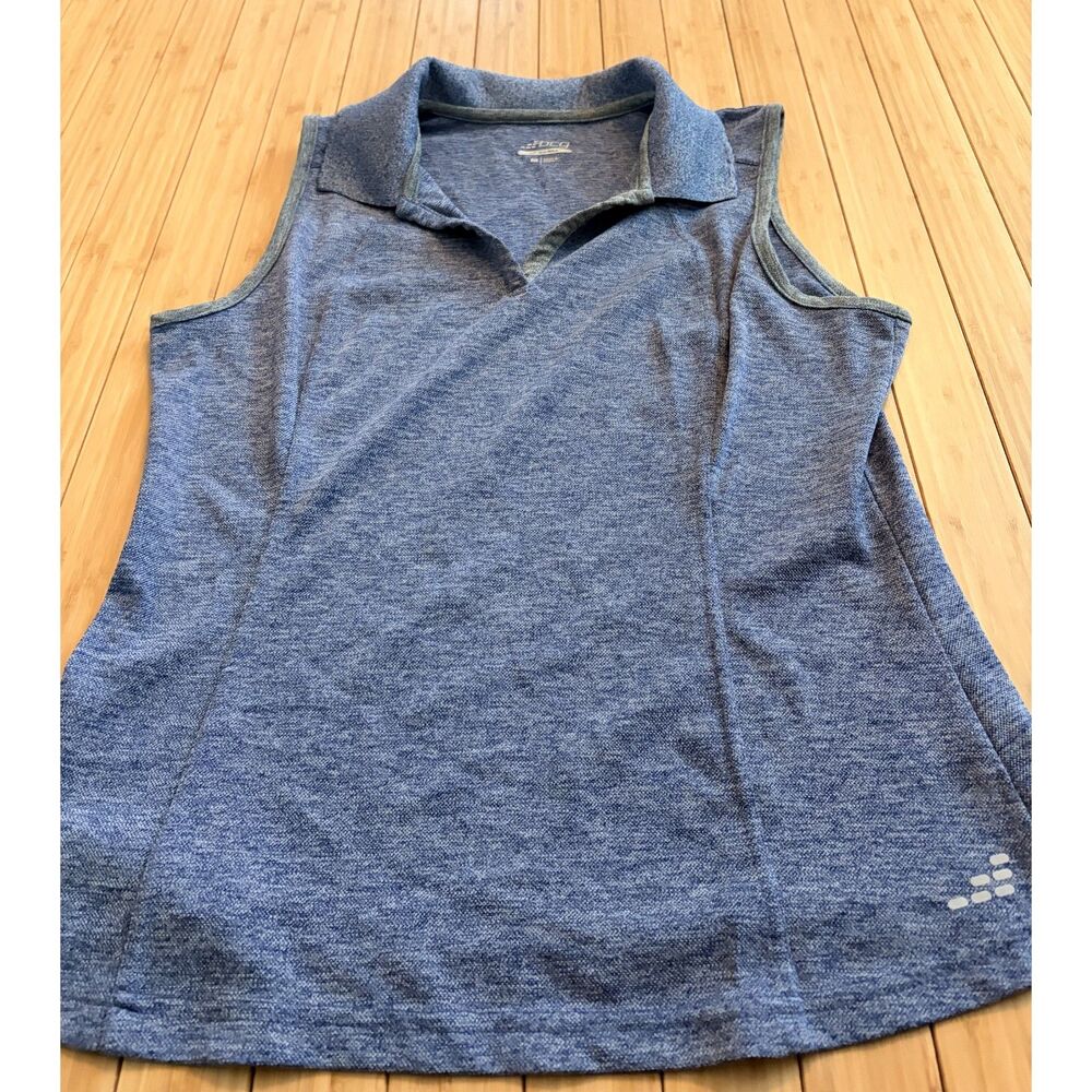 BCG Women’s Size Medium Blue Heathered Sleeveless Athletic Polo